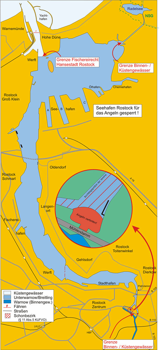 Karte Rostock Angengewässer